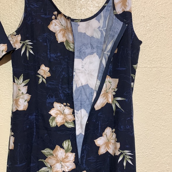 K Petite 2 pc Dress with Top Navy Blue Cream Floral Size 6P 100% Rayon - Picture 14 of 16